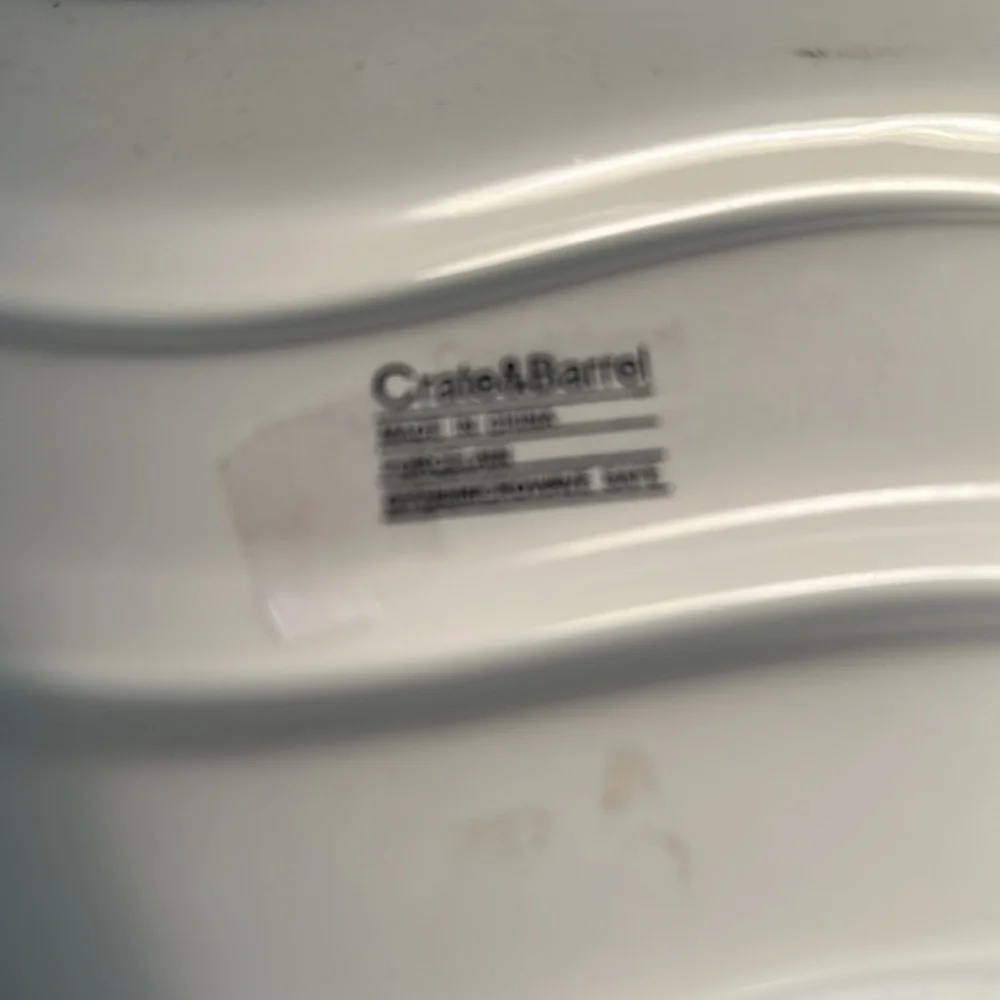 Crate & Barrel olive tray white porcelain microwave safe
